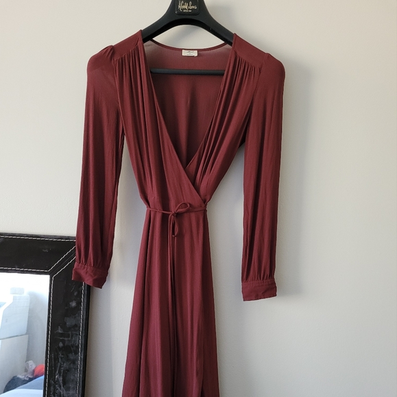 SOLD - Burgundy Lina Midi Wrap Dress - Picture 4 of 4